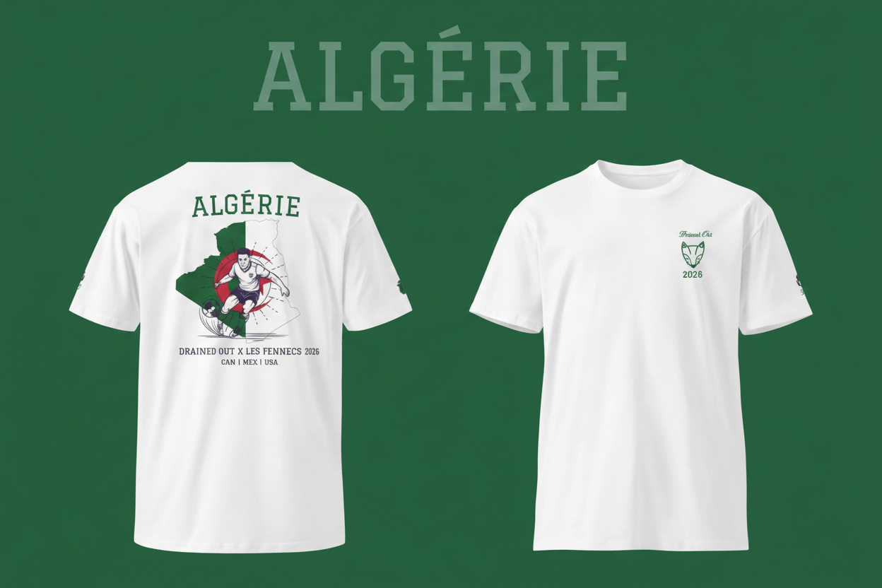 T - Shirt - Drained Out x Les  Fennecs 2026 - Unisex Premium tee - Algérie