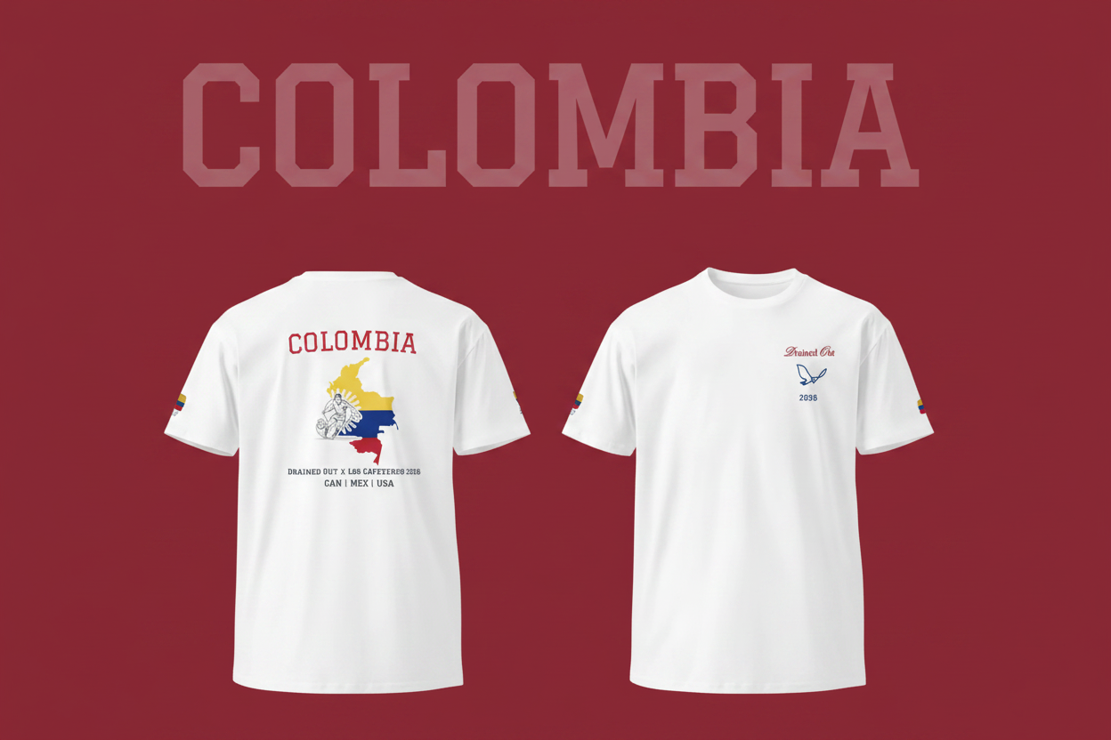 T-Shirt- Drained out x Los Cafeteros 2026 - Unisex Premium - Colombia