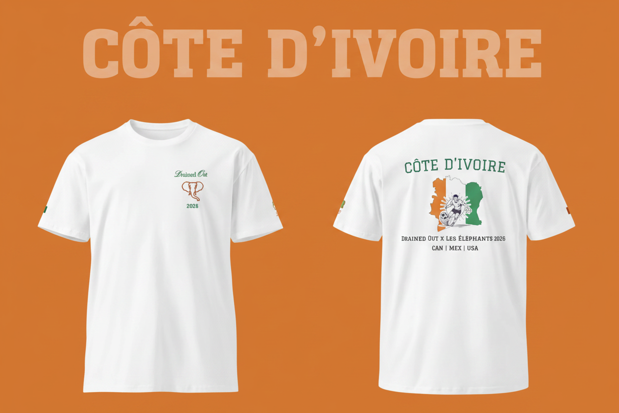 T- Shirt Drained Out X Les Éléphants 2026- Unisex Premium - Côte D'Ivoire