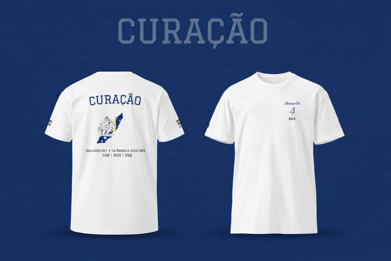 T- Shirt - Drained Out x La Familia Azul 2026 - Unisex Premium - Curaçao