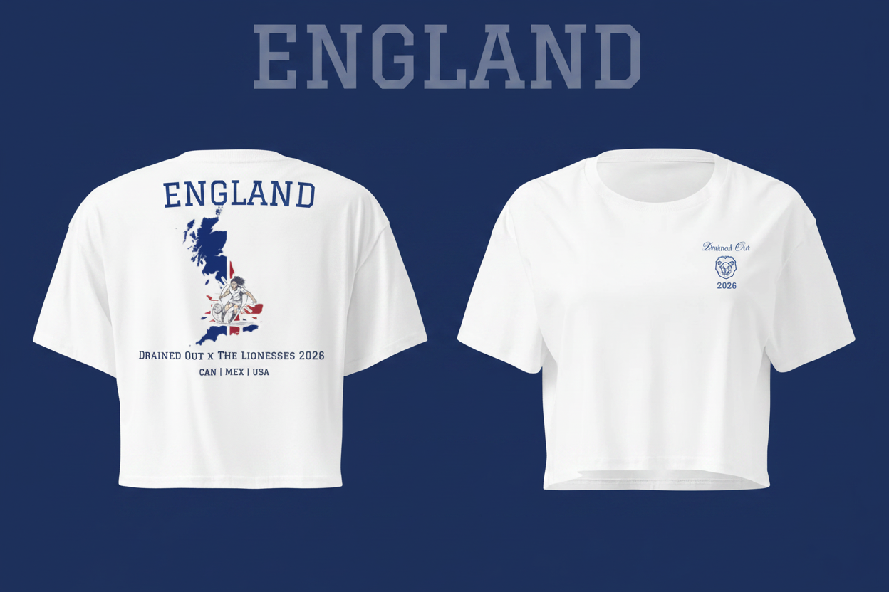 T- Shirt- Drained Out x The Lionesses -Women’s Crop Top - England
