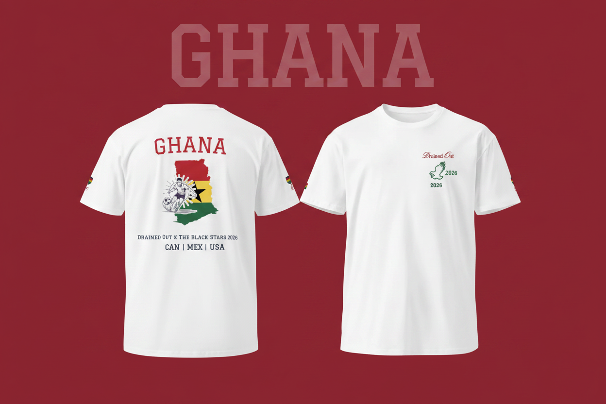 T- Shirt Drained Out x The Black Stars 2026 - Unisex Premium - Ghana