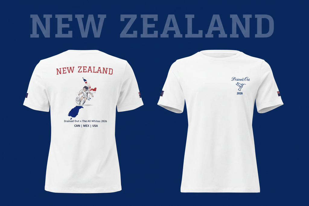 T-shirt - Drained Out x The All Whites  2026 - Women's -  Relaxed tee - New Zealand