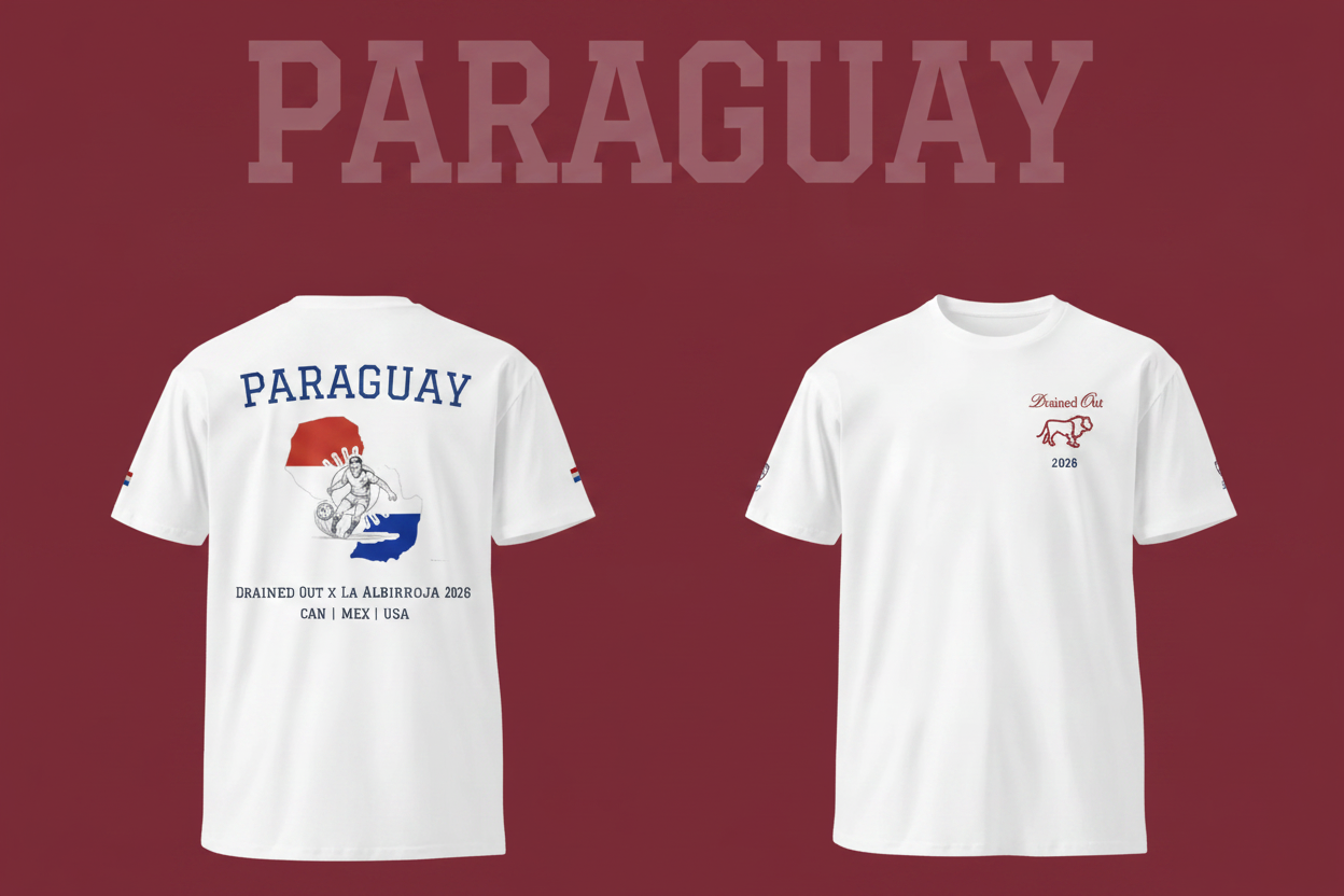 T-Shirt- Drained Out x La Albirroja 2026 - Unisex Premium- Paraguay