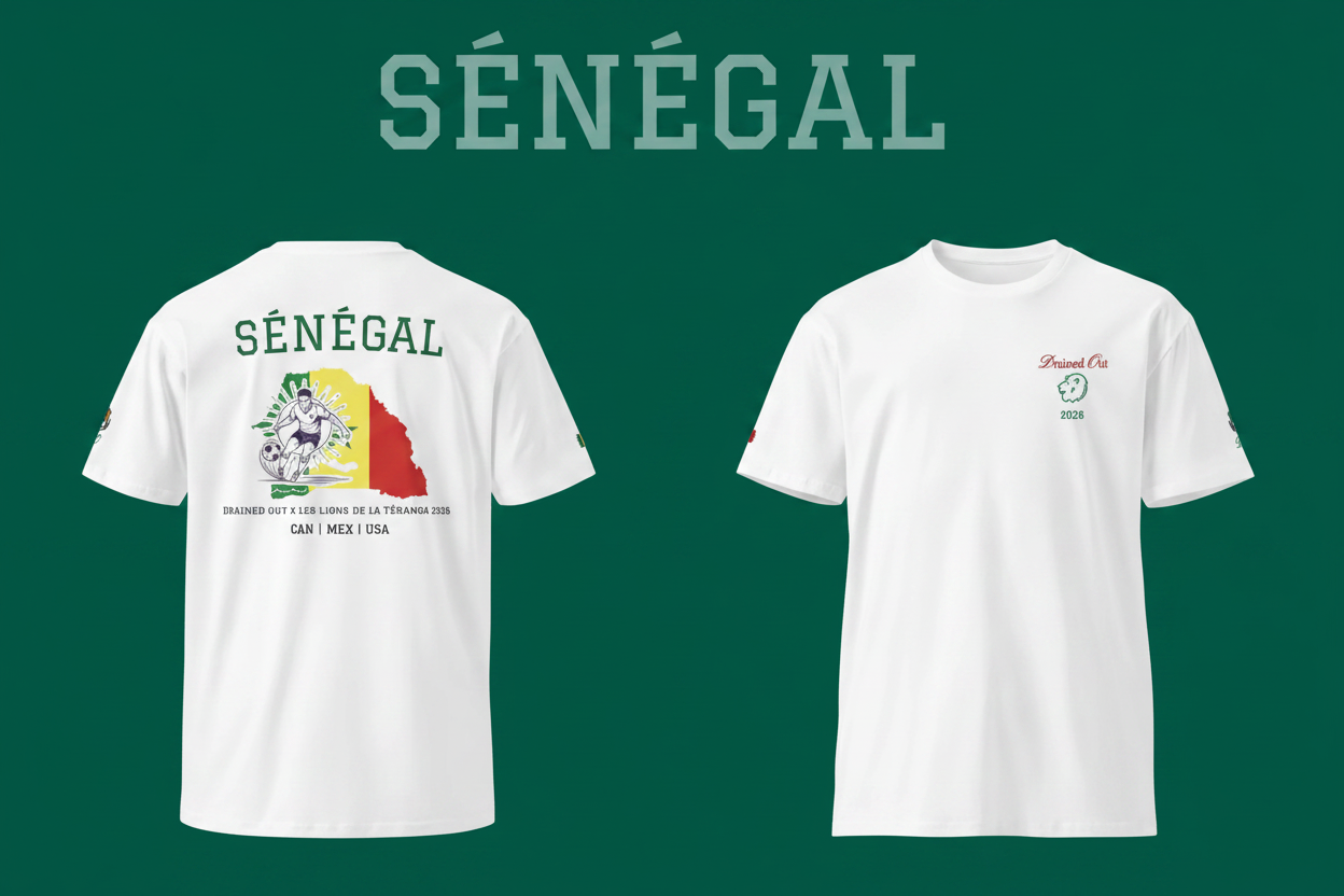 T shirt - Drained out x Les lions de la Téranga 2026 -Unisex premium - Sénégal