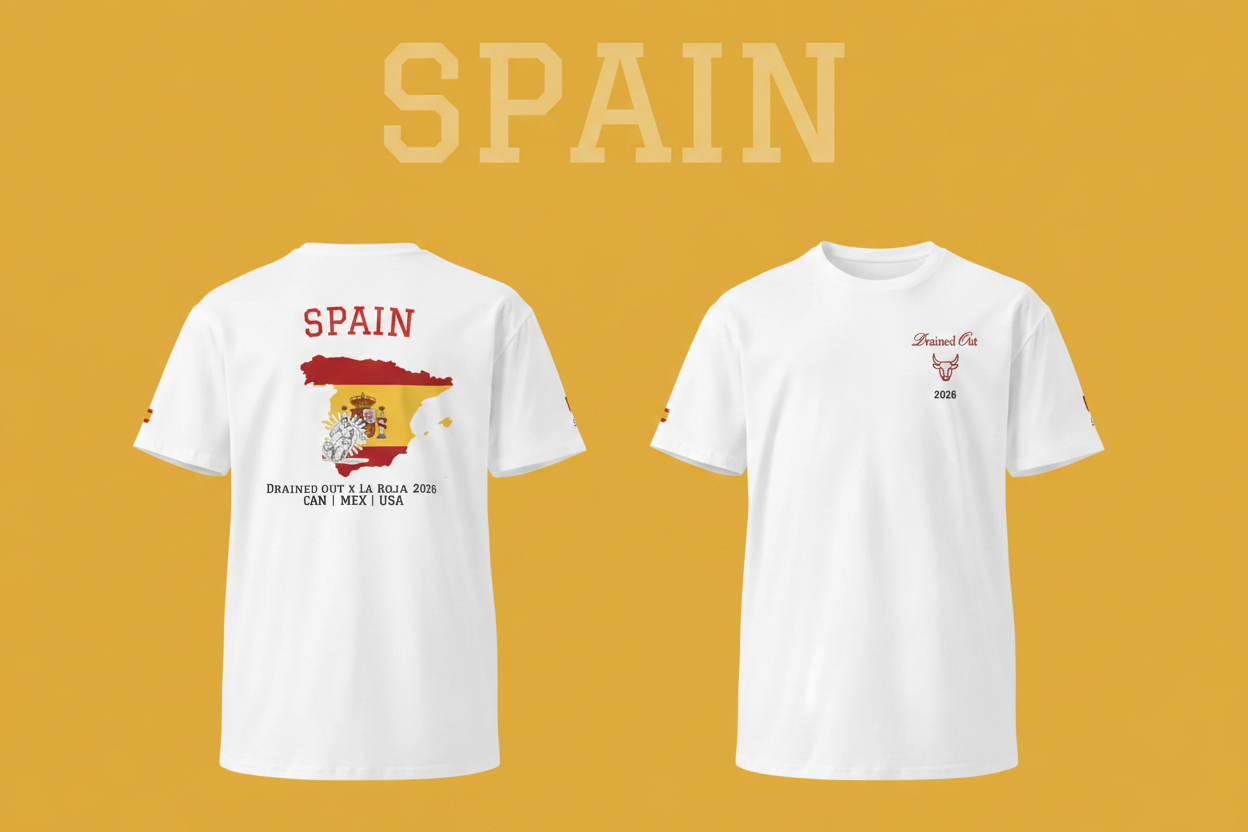 T-Shirt- Drained Out x La Roja 2026 - Unisex Premium - Spain