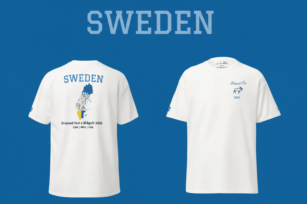 T - Shirt -Drained Out x Blågult 2026 - Unisex Classic Tee - Sweden