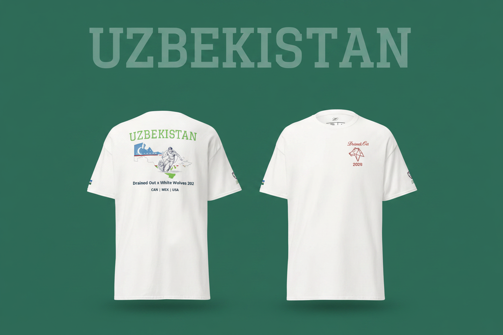 T-Shirt -Drained Out x White Wolves 2026 - Unisex Classic Tee - Uzbekistan