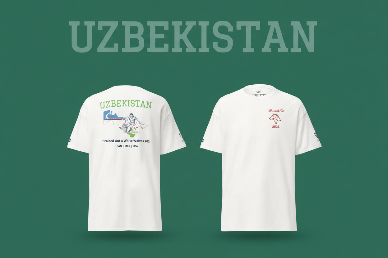 T-Shirt -Drained Out x White Wolves 2026 - Unisex Classic Tee - Uzbekistan